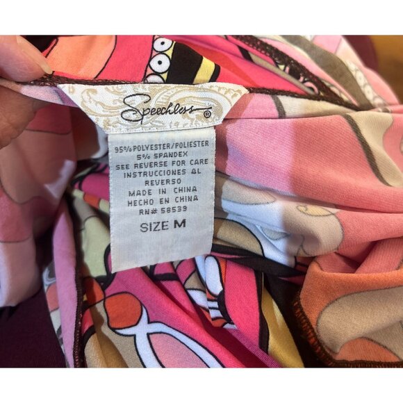 VTG Y2K midi Dress Sz M Babydoll Boho Funky Psychedelic Print Flutter Sleeves - Picture 7 of 11